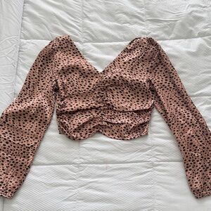 NWT Feathers Champagne and Black Polka Dot Blouse